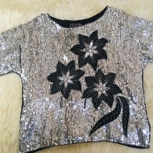 Vintage Sequined Silk Blouse